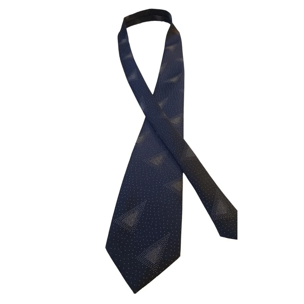 Allyn St George Silk Necktie Black Ivory Geometric Polka Dots Mens‎ Designer